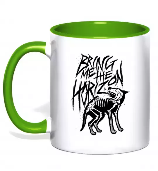 Чашка с цветной ручкой Bring Me the Horizon Wolf bones Зеленый фото