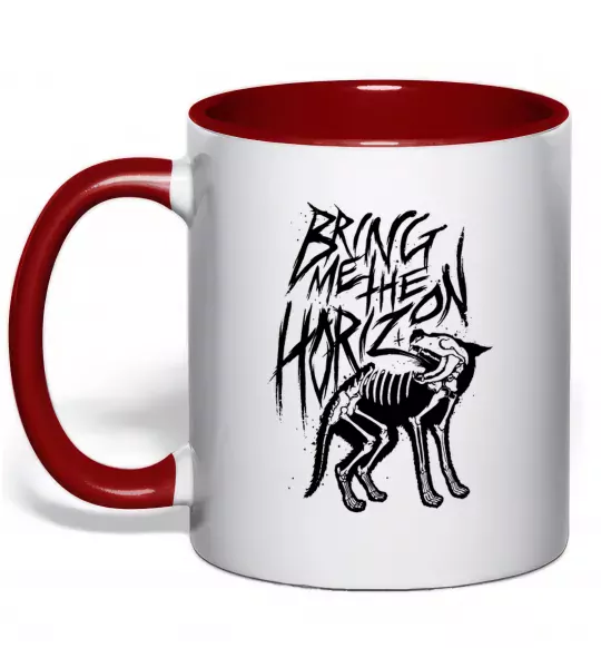 Чашка с цветной ручкой Bring Me the Horizon Wolf bones Красный фото