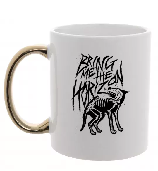 Чашка с цветной ручкой Bring Me the Horizon Wolf bones Золото фото