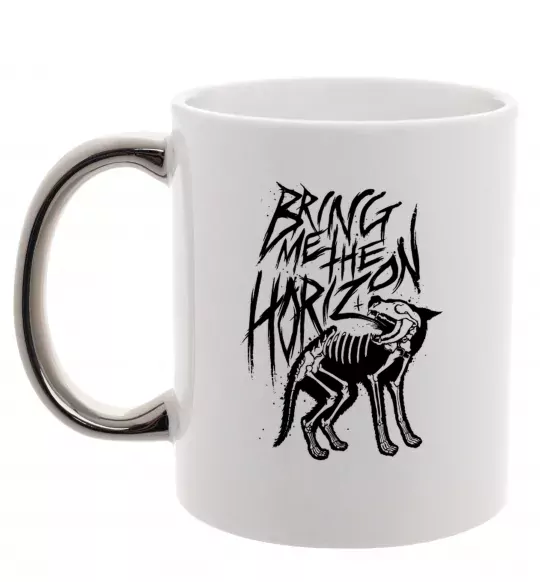 Чашка с цветной ручкой Bring Me the Horizon Wolf bones Серебро фото