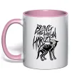Чашка с цветной ручкой Bring Me the Horizon Wolf bones Нежно розовый фото
