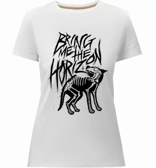 Жіноча преміум футболка Bring Me the Horizon Wolf bones Білий фото
