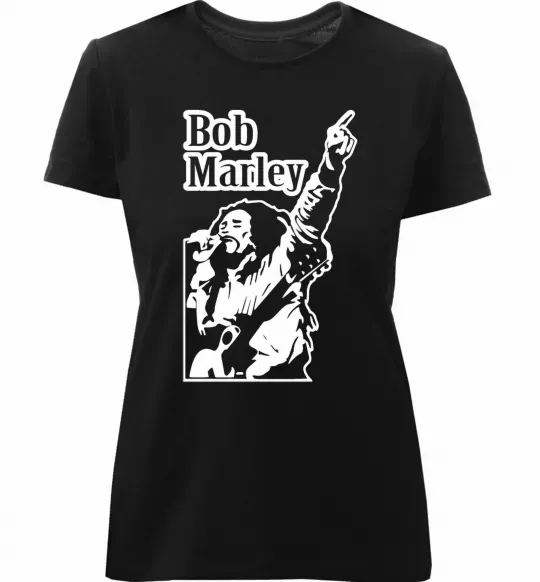 Жіноча преміум футболка Bob Marley Чорний фото