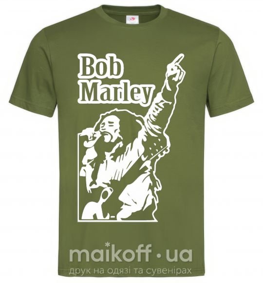Мужская футболка Bob Marley Оливковый фото