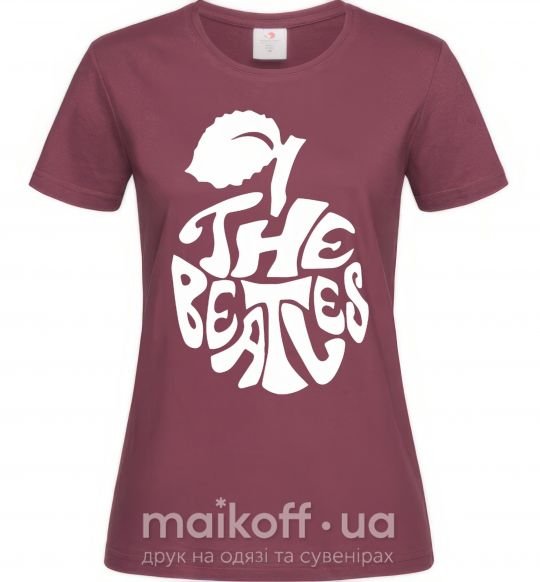Жіноча футболка The beatles apple Бордовий фото