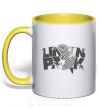 Чашка з кольоровою ручкою Linkin park grey Сонячно жовтий фото