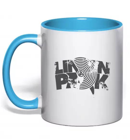 Чашка с цветной ручкой Linkin park grey Голубой фото