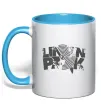 Чашка с цветной ручкой Linkin park grey Голубой фото