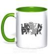 Чашка з кольоровою ручкою Linkin park grey Зелений фото