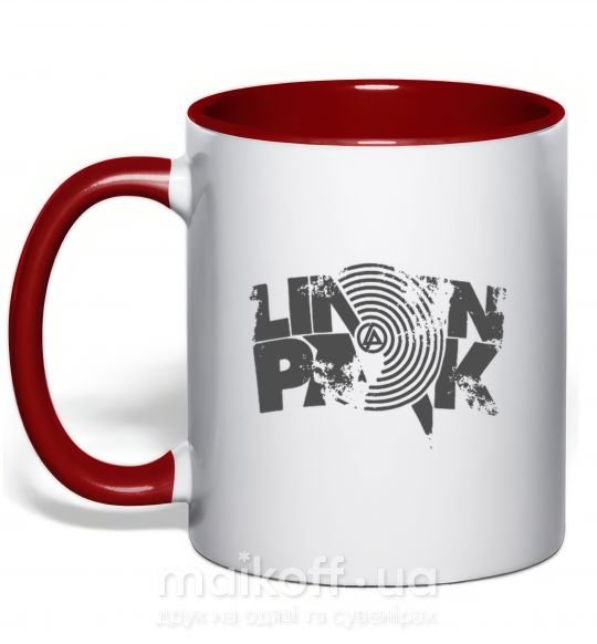Чашка с цветной ручкой Linkin park grey Красный фото