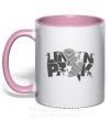 Чашка з кольоровою ручкою Linkin park grey Ніжно рожевий фото