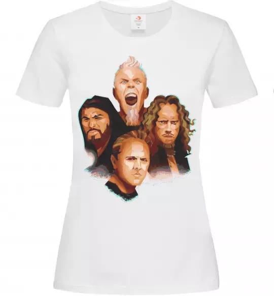 Жіноча футболка Metallika color faces Білий фото