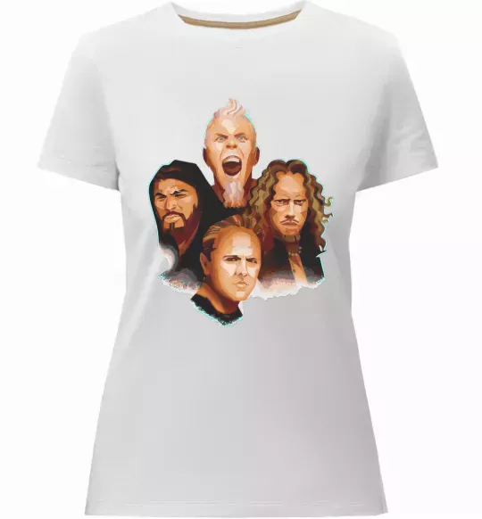 Женская премиум футболка Metallika color faces Белый фото