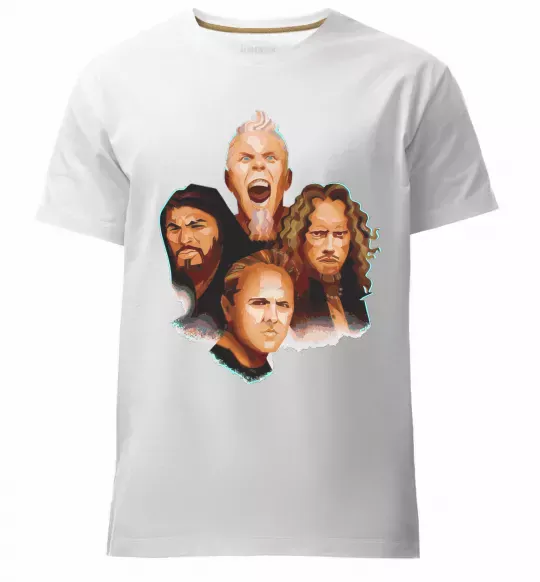 Мужская премиум футболка Metallika color faces Белый фото