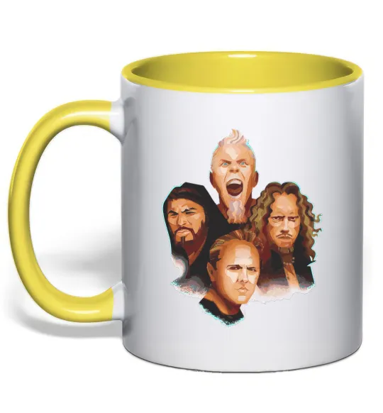 Чашка з кольоровою ручкою Metallika color faces Лимонний фото