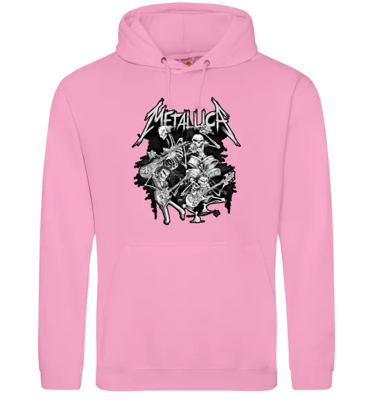 Чоловіча толстовка (худі) Metallika band of skeletons Рожевий фото