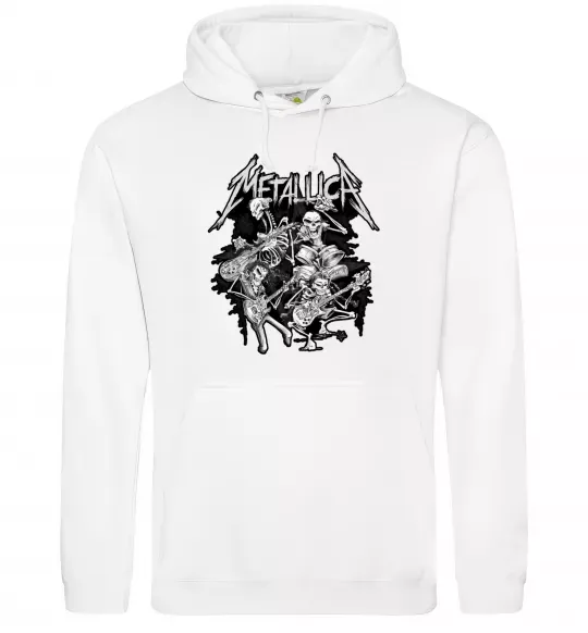 Мужская толстовка (худи) Metallika band of skeletons Белый фото