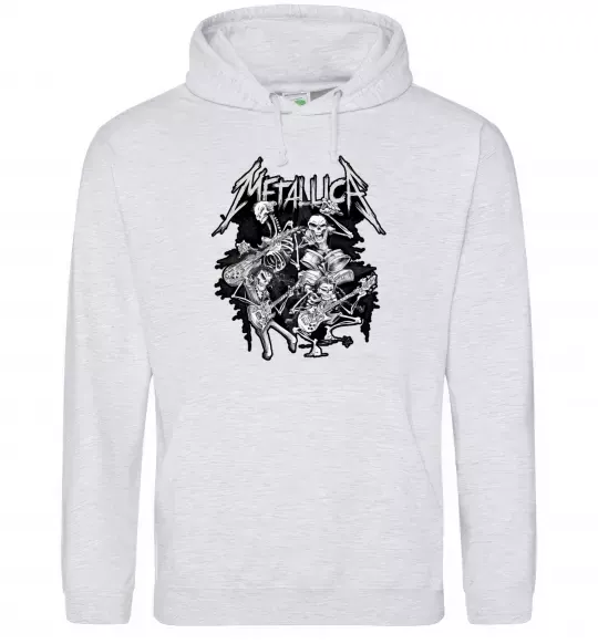 Мужская толстовка (худи) Metallika band of skeletons Серый меланж фото