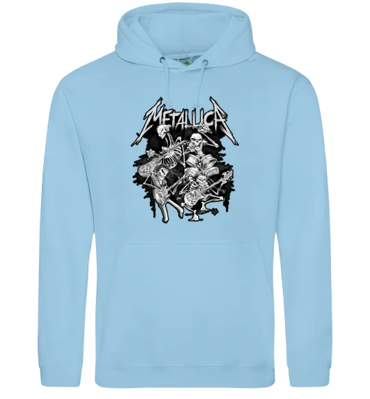 Чоловіча толстовка (худі) Metallika band of skeletons Блакитний фото