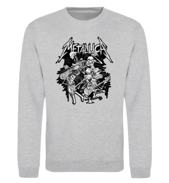 Світшот Metallika band of skeletons Сірий меланж фото