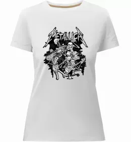 Женская премиум футболка Metallika color faces Белый фото