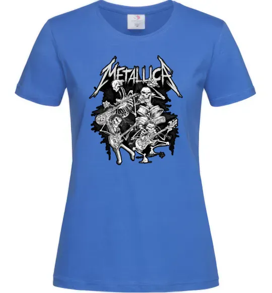 Жіноча футболка Metallika band of skeletons Яскраво-синій фото