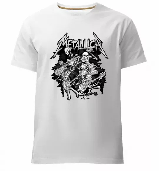 Мужская премиум футболка Metallika band of skeletons Белый фото