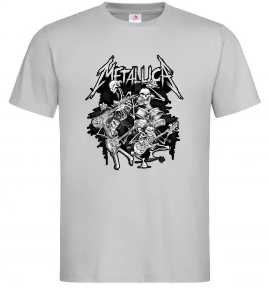 Чоловіча футболка Metallika band of skeletons Сірий фото