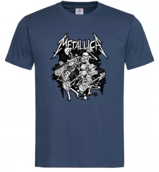 Чоловіча футболка Metallika band of skeletons Темно-синій фото
