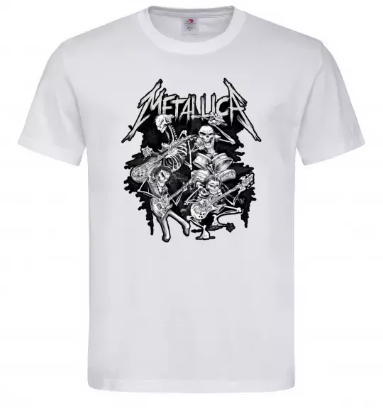 Чоловіча футболка Metallika band of skeletons Білий фото