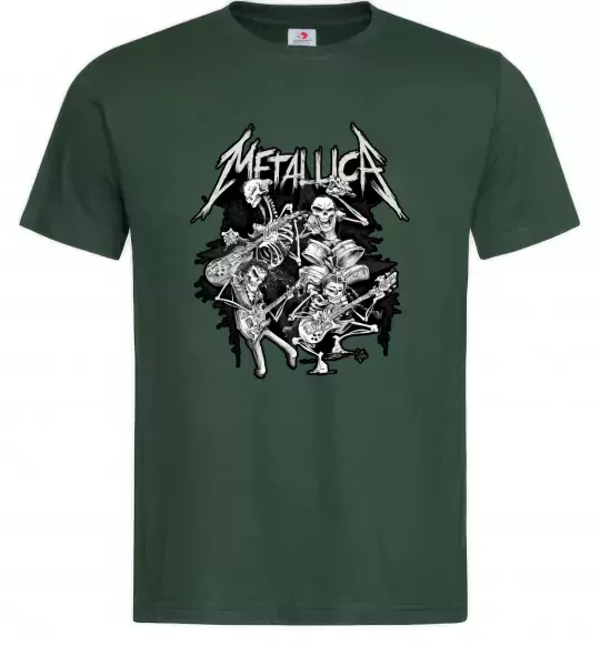 Чоловіча футболка Metallika band of skeletons Темно-зелений фото