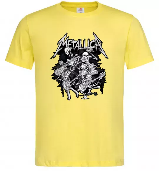 Чоловіча футболка Metallika band of skeletons Лимонний фото