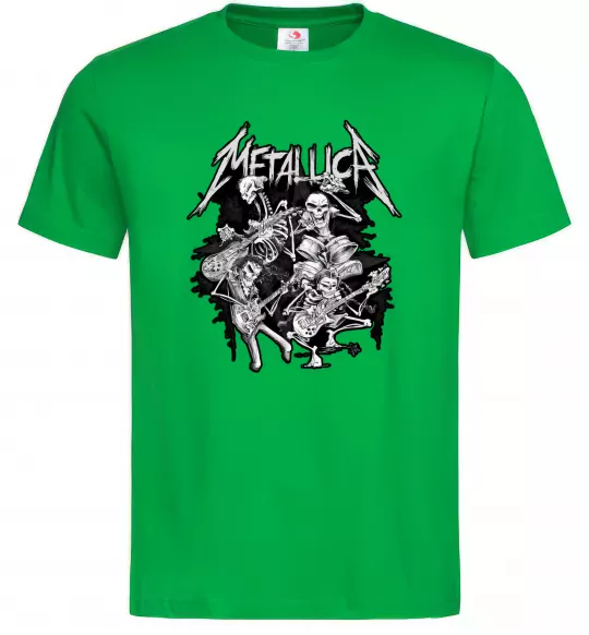 Чоловіча футболка Metallika band of skeletons Зелений фото