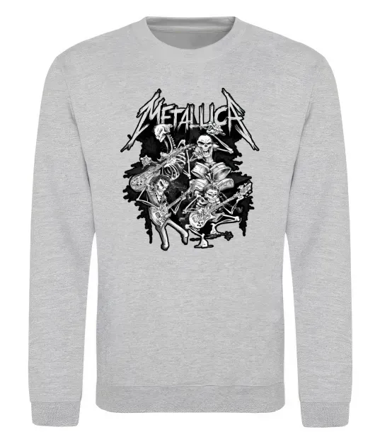 Світшот Metallika band of skeletons Сірий меланж фото