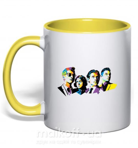 Чашка с цветной ручкой Arctic monkeys color Солнечно желтый фото