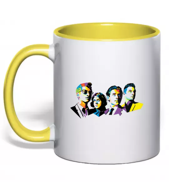 Чашка с цветной ручкой Arctic monkeys color Солнечно желтый фото