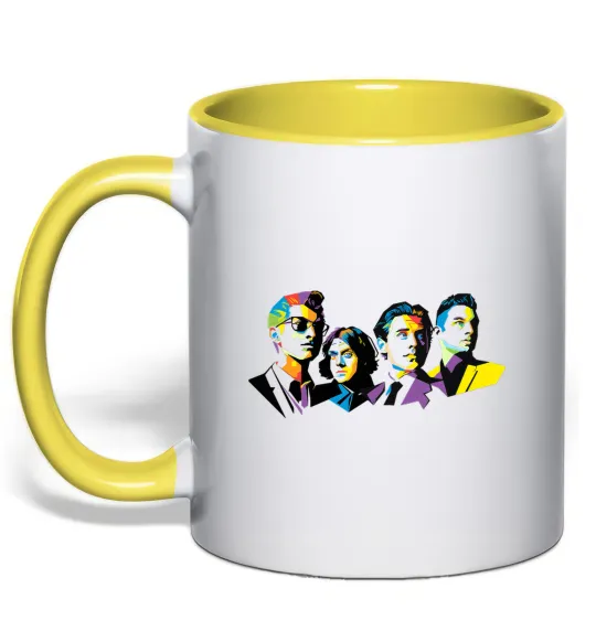 Чашка з кольоровою ручкою Arctic monkeys color Лимонний фото