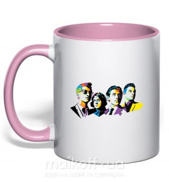 Чашка с цветной ручкой Arctic monkeys color Нежно розовый фото