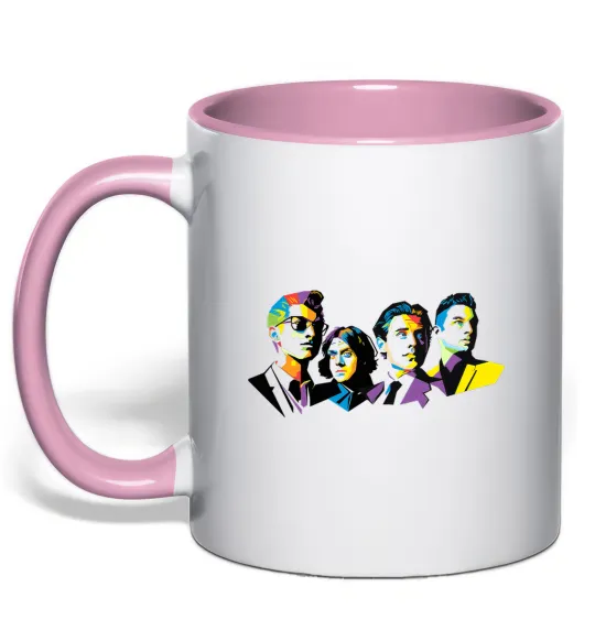 Чашка с цветной ручкой Arctic monkeys color Нежно розовый фото
