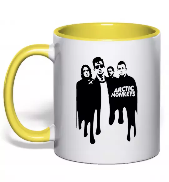 Чашка с цветной ручкой Arctic monkeys figures Солнечно желтый фото