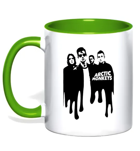 Чашка с цветной ручкой Arctic monkeys figures Лаймовый фото