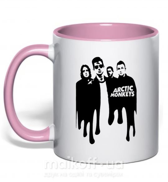Чашка с цветной ручкой Arctic monkeys figures Нежно розовый фото