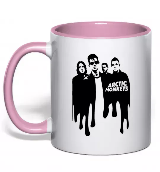 Чашка с цветной ручкой Arctic monkeys figures Нежно розовый фото