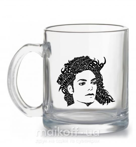 Чашка скляна Michael Jackson's face Прозорий фото