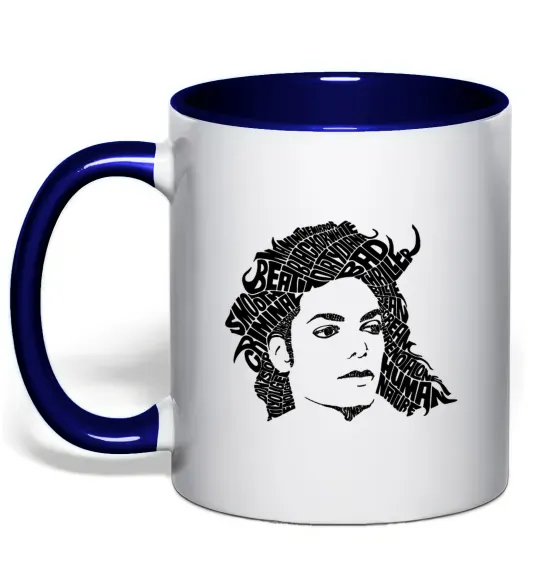 Чашка с цветной ручкой Michael Jackson's face Глубокий темно-синий фото