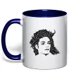 Чашка с цветной ручкой Michael Jackson's face Глубокий темно-синий фото