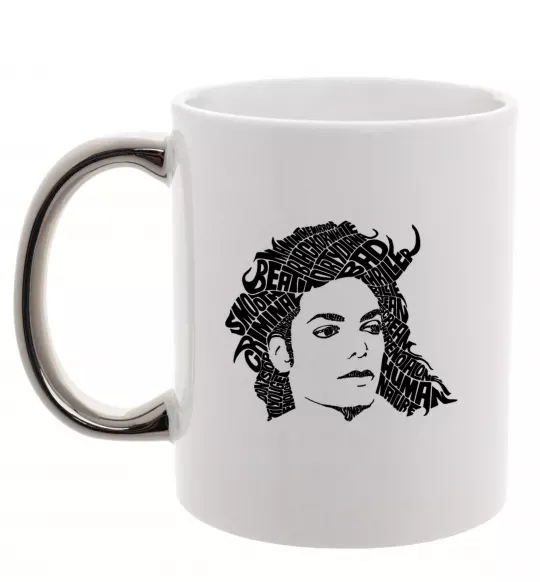Чашка с цветной ручкой Michael Jackson's face Серебро фото