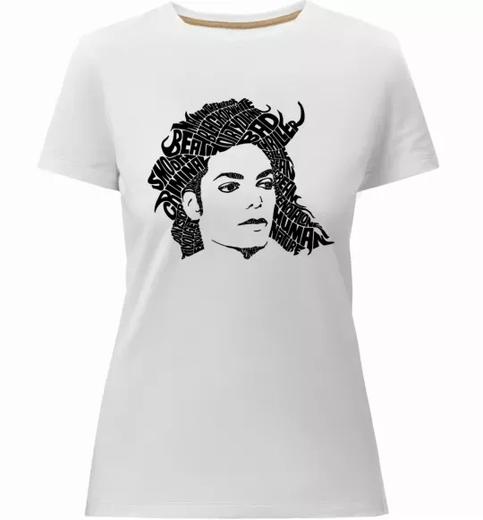 Жіноча преміум футболка Michael Jackson's face Білий фото