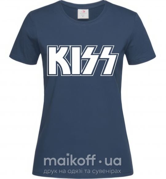 Жіноча футболка Kiss logo Темно-синій фото