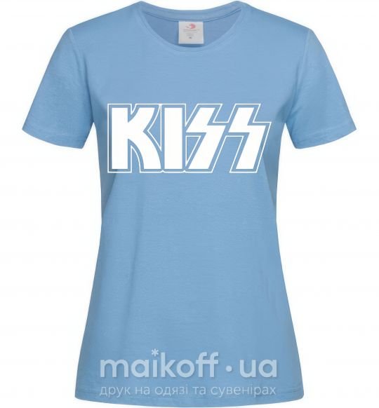 Жіноча футболка Kiss logo Блакитний фото